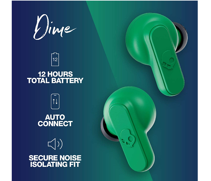 Skullcandy Dime True Wireless Earbuds - Dark Blue and Green - Zoom Image 2