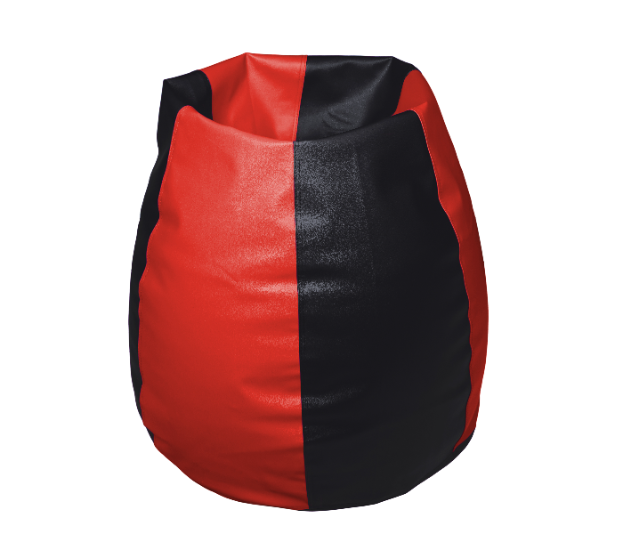 Komfort Factory STREDBLK-KG King Size Leatherette Bean Bag with Filling - Red and Black  - Zoom Image 2