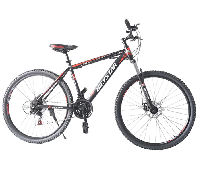 Bicystar 26 Inch 21 Speed Mountain Steel Bike - Red - Zoom Image