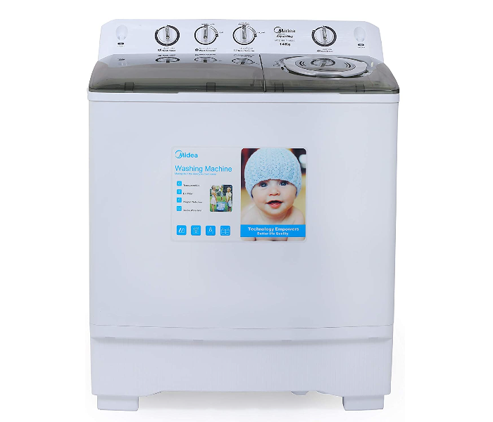 Midea MTE160 14 Kg Twin Tub Semi Automatic  Washing Machine - White   - Zoom Image 3