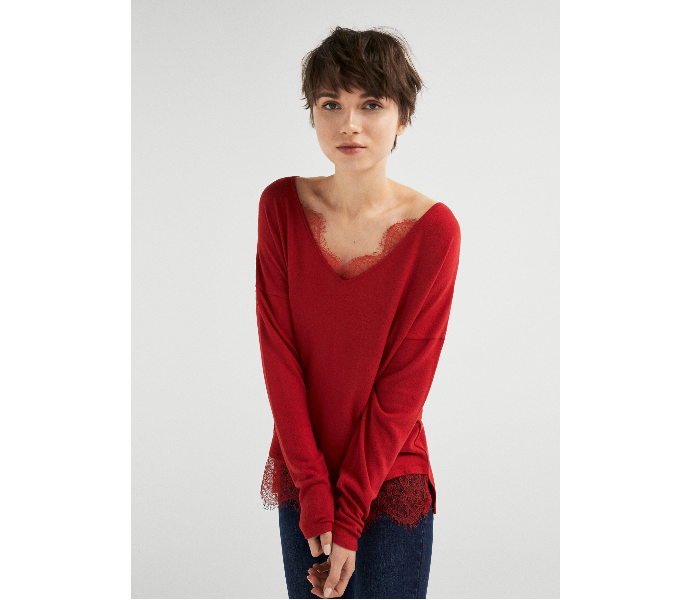 Springfield 676411865 XS Plain Long Sleeve T-Shirt for Women - Red - Zoom Image 2