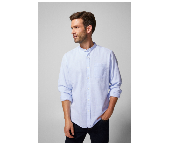 Springfield 027479815 Small Long Sleeve Plain Shirt for Men - Medium Blue - Zoom Image 2