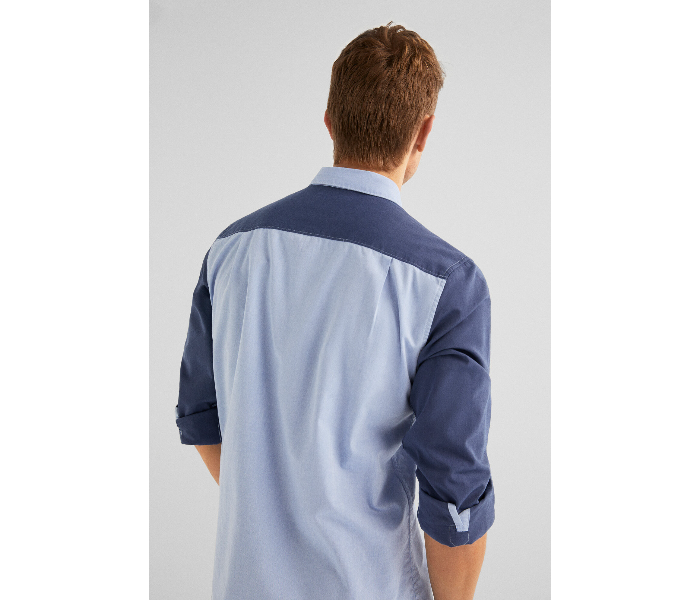 Springfield 027577810 Small Long Sleeve Plain Shirt for Men - Navy - Zoom Image 3