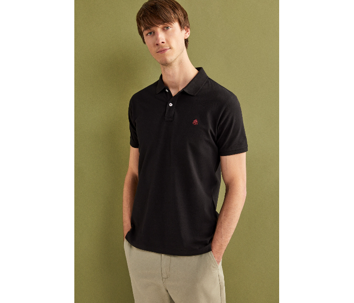 Springfield 143759301 XXL Basic Slim Fit Polo Shirt for Men - Black - Zoom Image 1