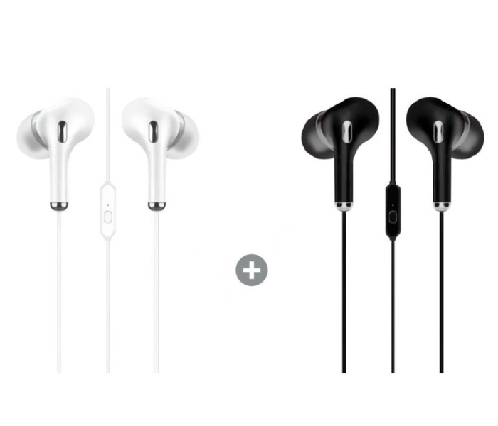 Iends IE-BD839 2 in 1 Stereo Earphone Bundle Pack - Black and White - Zoom Image 1