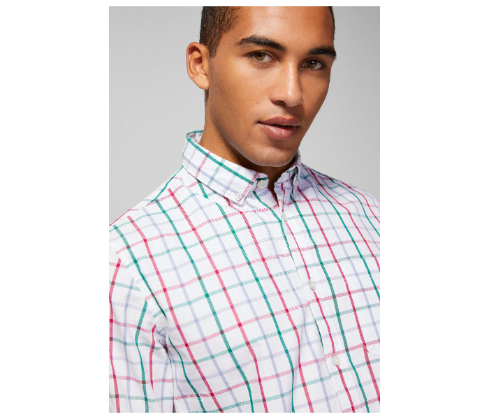 Springfield 033485599 Extra Small Long Sleeve Checked Shirt for Men - White - Zoom Image 3