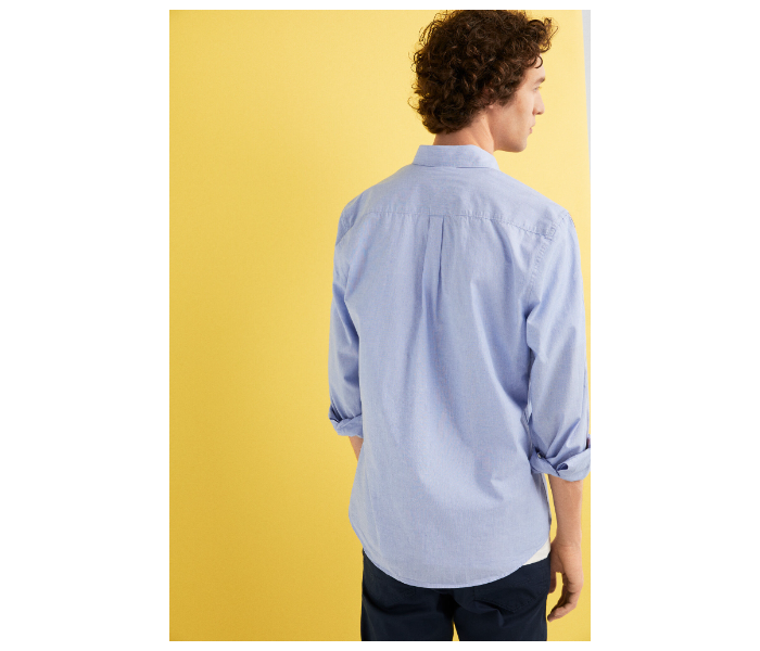 Springfield 027584014 Small Long Sleeve Plain Shirt for Men - Medium Blue - Zoom Image 3