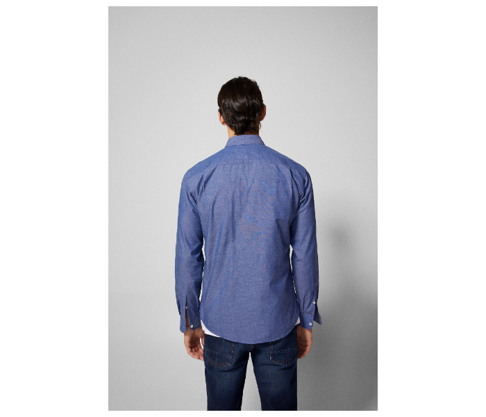 Springfield 027483612 Small Long Sleeve Plain Shirt for Men - Medium Blue - Zoom Image 2