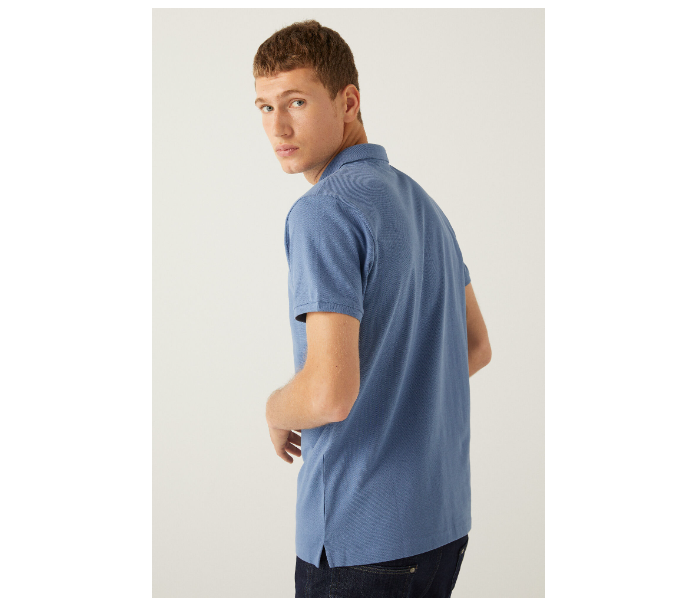 Springfield 143985513 Large Basic Slim Fit Polo Shirt for Men - Medium Blue - Zoom Image 3