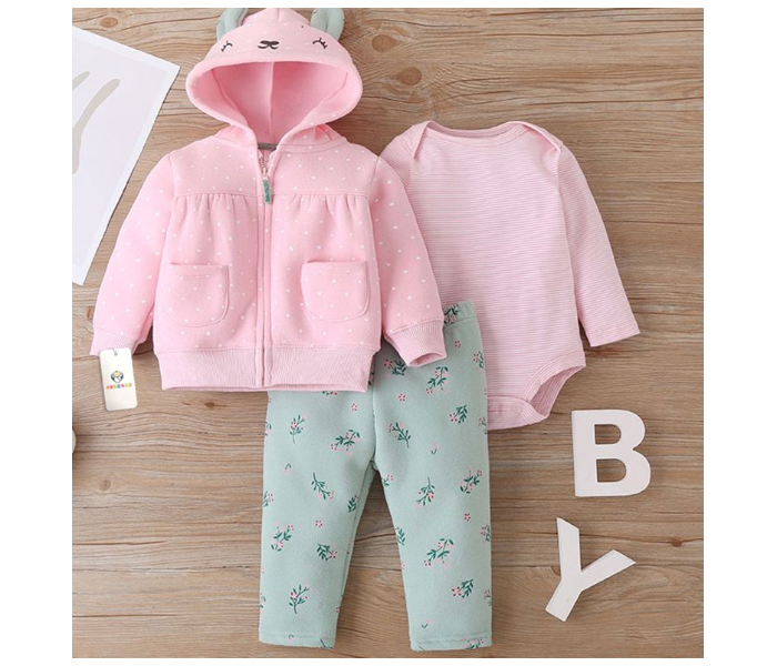 Phoenix 3 pieces Romper Jacket and Pant Set for 12 Month Baby Girls - Pink - Zoom Image 1