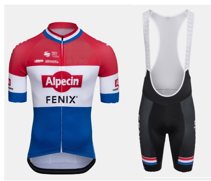 Alpecin Fenix Large Short Sleeve Road Bike Cycling Jersey - Red and Blue - Zoom Image