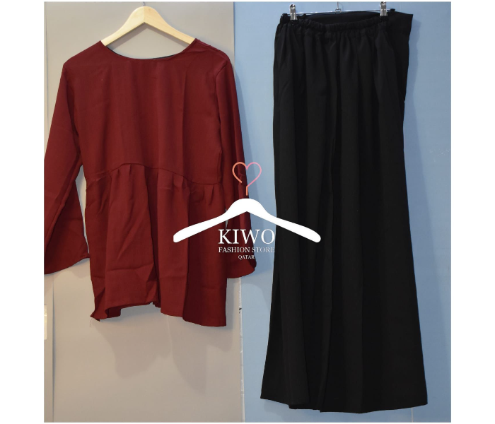 Kiwo KIWO100 XXL Set of Two Casual Wear for Women - Maroon and Black - Zoom Image