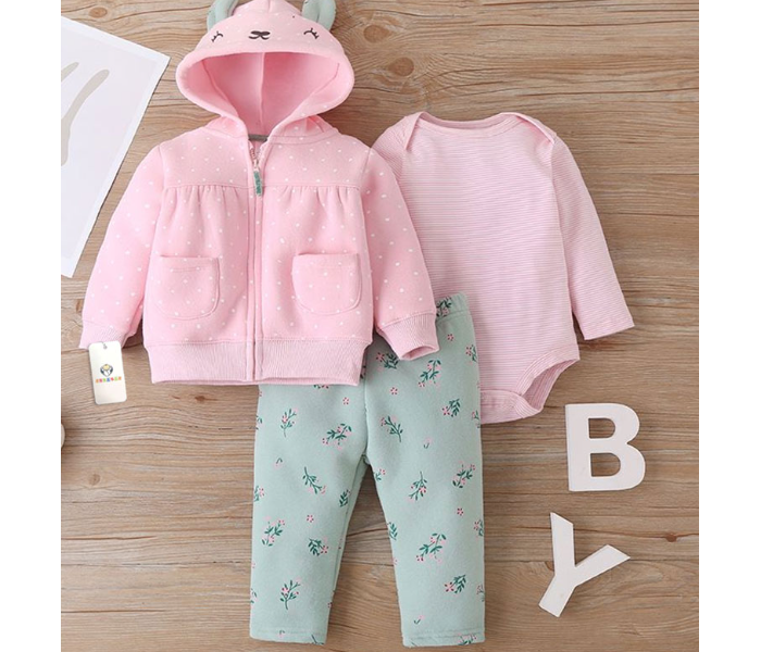 Phoenix 3 pieces Romper Jacket and Pant Set for 18 Month Baby Girls - Pink - Zoom Image 1