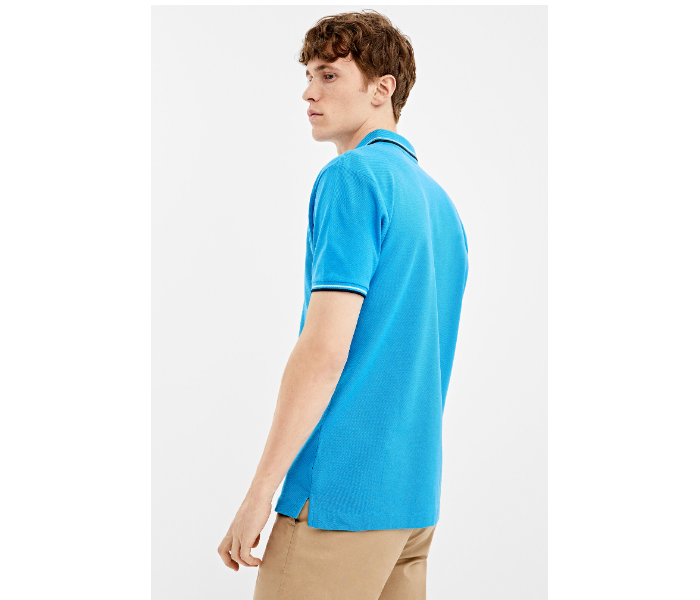 Springfield 143601585 XS Basic Slim Fit Polo Shirt for Men - Blue - Zoom Image 3