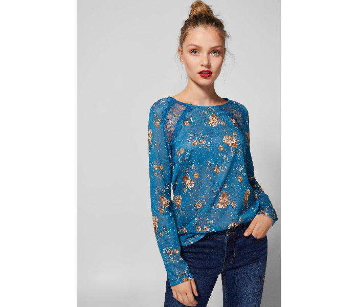 Springfield 676395219 Medium Long Sleeve T-Shirt for Women - Blue - Zoom Image 1