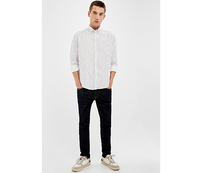 Springfield 028673799 Extra Small Mircoprint Long Sleeve Shirts for Men - White - Zoom Image 1