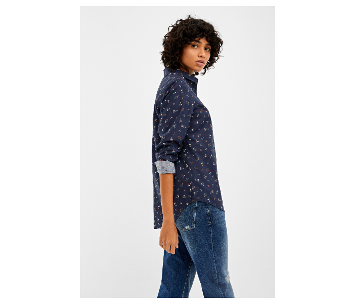 Springfield 679642719 Size 42 Print Design Long Sleeve Blouse for Women - Blue - Zoom Image 3