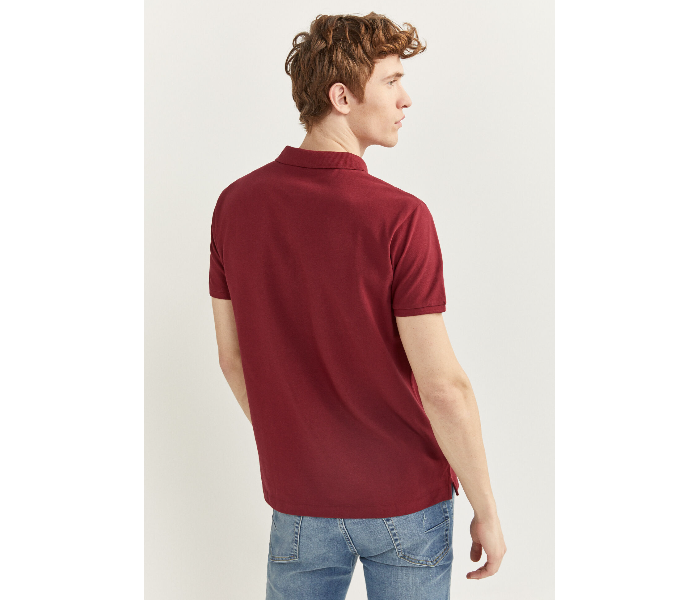 Springfield 143759369 XXL Basic Slim Fit Polo Shirt for Men - Maroon - Zoom Image 3