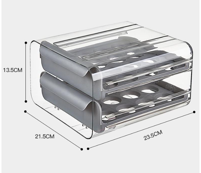 40 Grids Double Layer Drawer Egg Tray Large Capacity Egg Holder for Refrigerator - Grey - Zoom Image 4