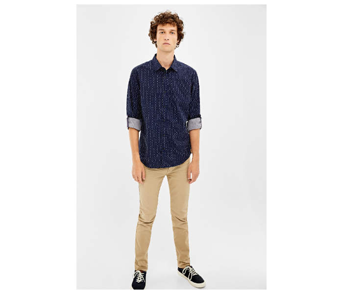 Springfield 028676112 Medium Mircoprint Long Sleeve Shirts for Men - Medium Blue - Zoom Image 1