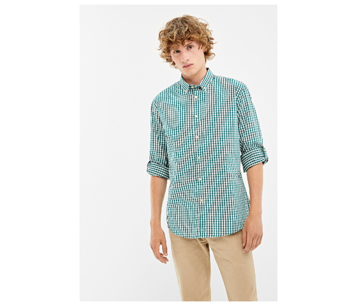 Springfield 033649120 XXXL Long Sleeve Checked Shirt for Men - Green - Zoom Image