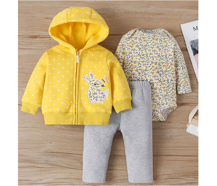 Phoenix 3 pieces Romper Jacket and Pant Set for 9 Month Baby Girls - Yellow - Zoom Image