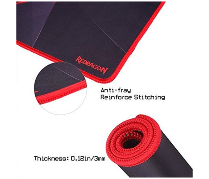 Redragon Capricorn P012 Mouse Pad with Stitched Edges - Black and Red - Zoom Image 2