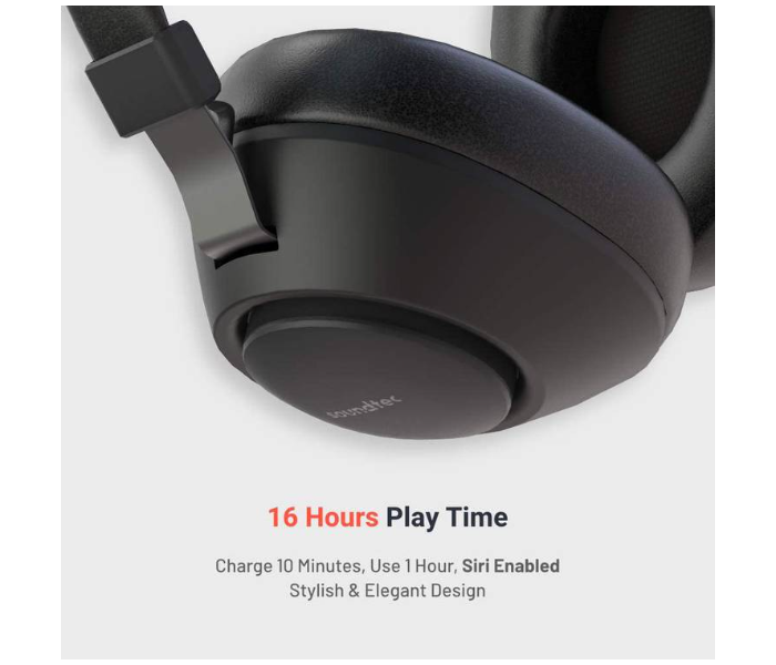 Porodo PD-X1008WLH-BK Bluetooth 5.0 Wireless Over-Ear Headphones with Noise Cancelling - Black - Zoom Image 2