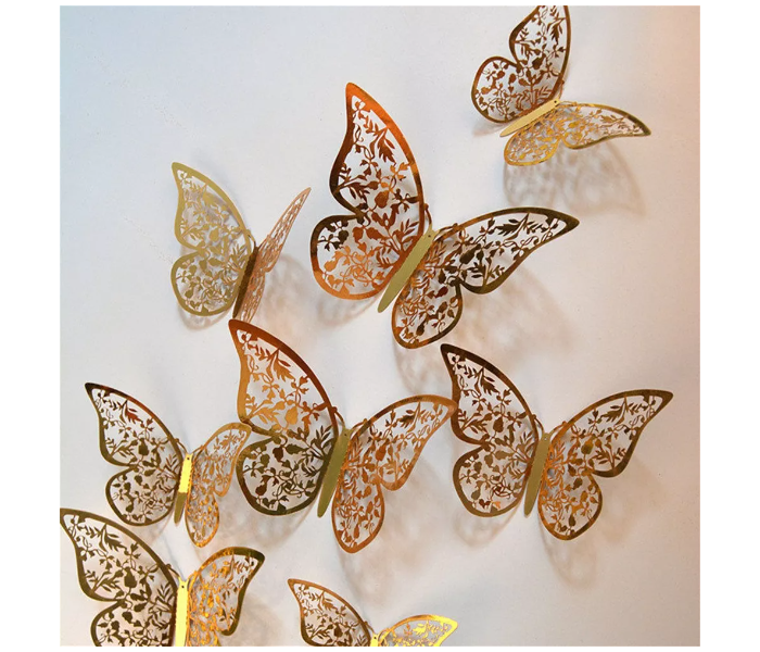 OEM 12 Piece 4D Hollow Butterfly Decoration Wall Sticker - Rose Gold - Zoom Image 3