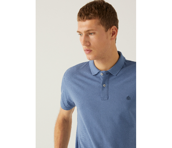 Springfield 143985513 Medium Basic Slim Fit Polo Shirt for Men - Medium Blue - Zoom Image 2