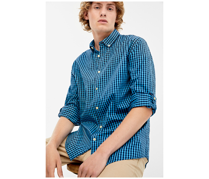 Springfield 033649184 Small Long Sleeve Checked Shirt for Men - Blue - Zoom Image 2