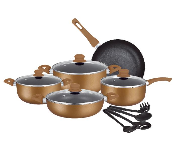 Insiya SV19 13 Piece Non-Stick Aluminium Cookware Set - Bronze - Zoom Image 1