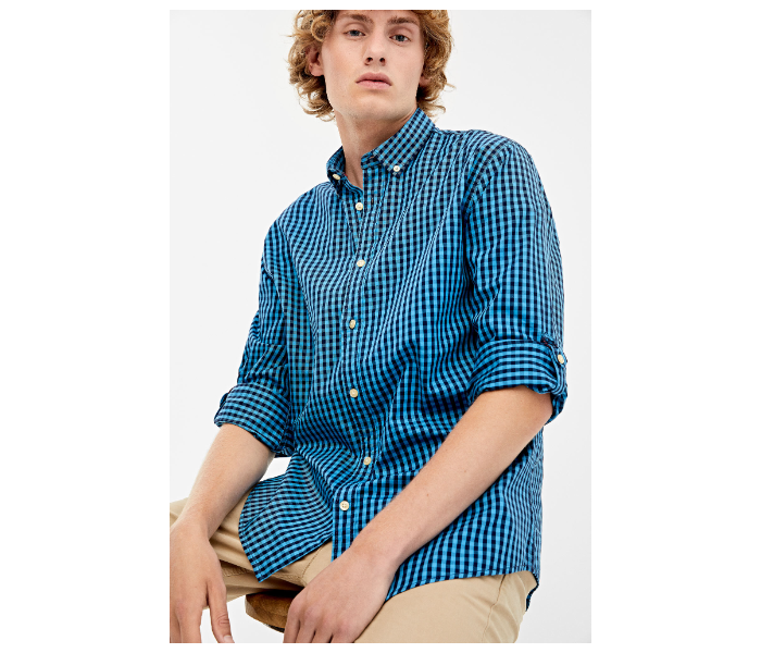 Springfield 033649184 XXXL Long Sleeve Checked Shirt for Men - Blue - Zoom Image 2