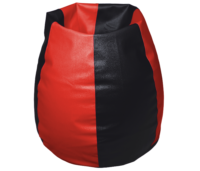 Komfort Factory STREDBLK-QU  Queen Size Leatherette Bean Bag with Filling - Red and Black - Zoom Image 2