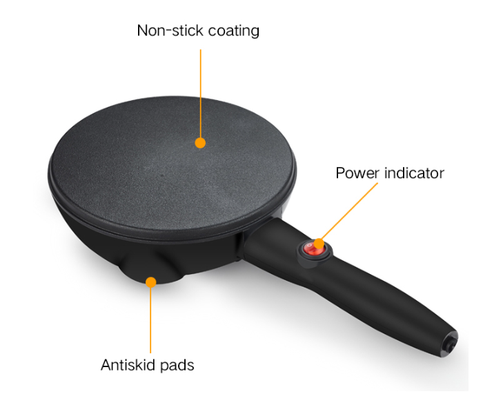 Azal AZWM-09 800W 8.1 Inch Non-Stick Mini Crepe Maker - Black - Zoom Image 2