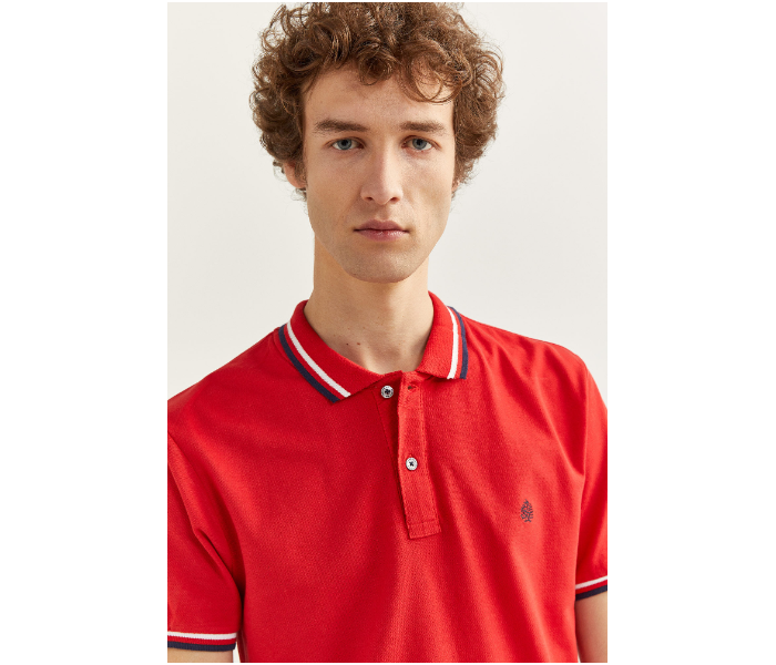 Springfield 143773961 Large Basic Slim Fit Polo Shirt for Men - Red - Zoom Image 3