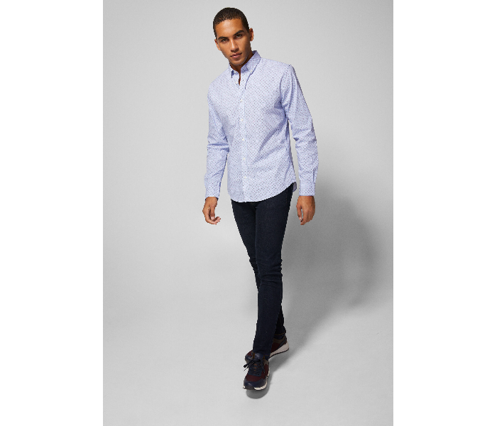 Springfield 151452014 XS Long Sleeve Stipped Business Shirt for Men - Medium Blue - Zoom Image 1