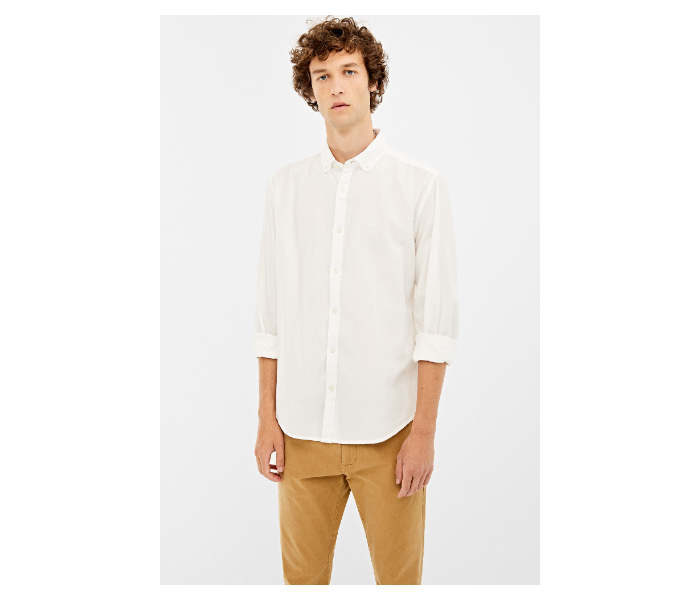 Springfield 027665096 Extra Small Long Sleeve Plain Shirt for Men - Ivory - Zoom Image 2