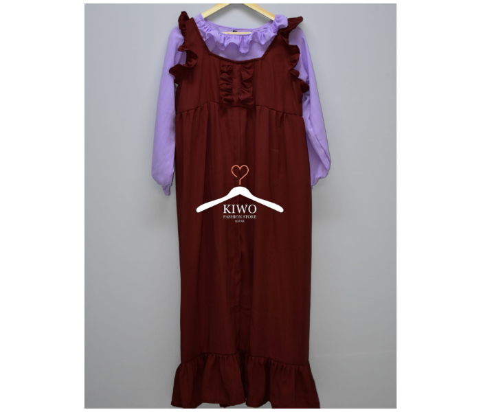 Kiwo KIWO145 Medium Pinnafore with Top Wear - Maroon and Lavender - Zoom Image