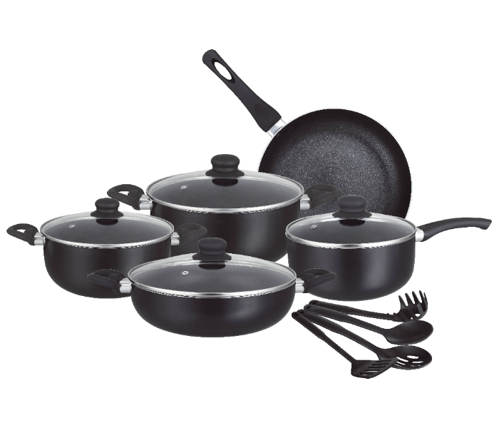 Insiya SV06 13 Piece Non-Stick Aluminium Cookware Set - Black - Zoom Image 1