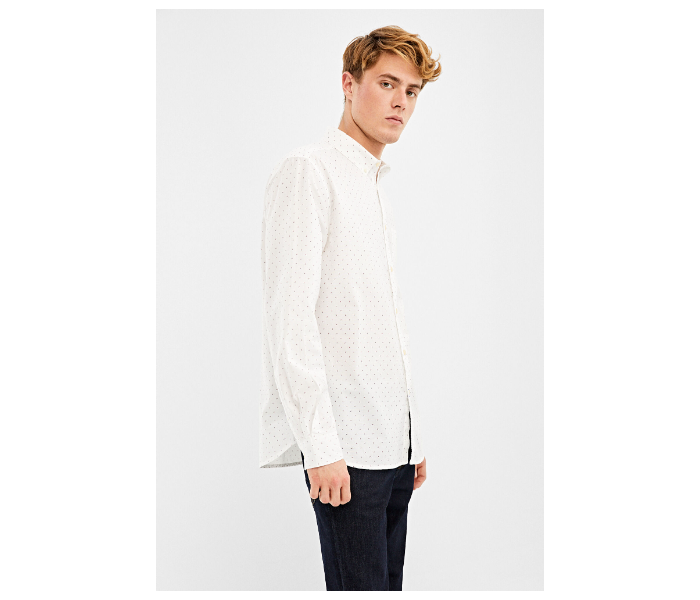 Springfield 028683499 Extra Small Mircoprint Long Sleeve Shirts for Men - White - Zoom Image 2