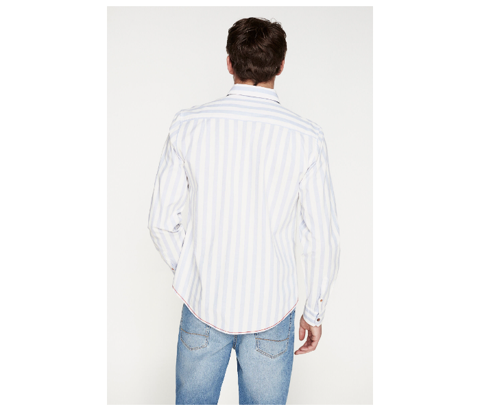 Springfield 094313414 XS Long Sleeve Casual Stripped Shirt for Men - Medium Blue - Zoom Image 3