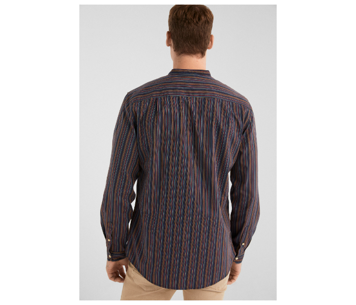 Springfield 094609512 Small Long Sleeve Casual Stripped Shirt for Men - Medium Blue - Zoom Image 4