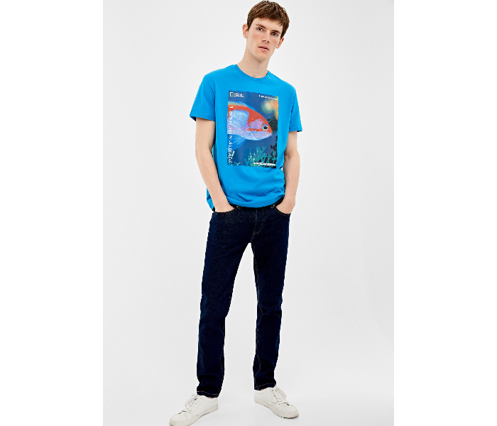 Springfield 145655585 Small Licensed T-Shirt for Men - Blue - Zoom Image 1