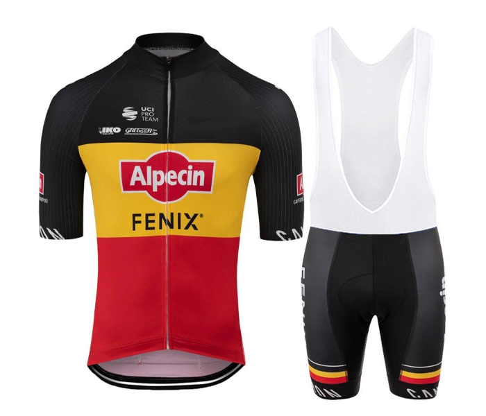 Alpecin Fenix Small Short Sleeve Road Bike Cycling Jersey - Red and Black - Zoom Image