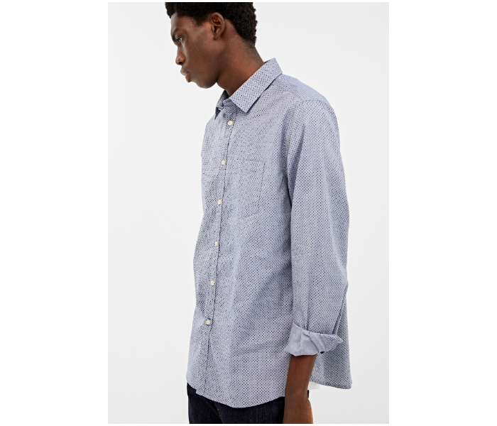 Springfield 028683412 Extra Small Mircoprint Long Sleeve Shirts for Men - Medium Blue - Zoom Image 2