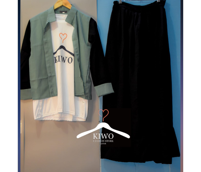 Kiwo KIWO139 Medium Set of 3 Womens Casual Wear - Green and Black - Zoom Image