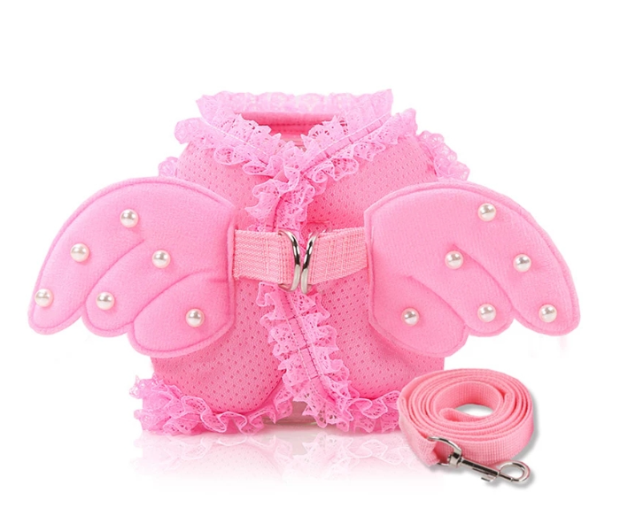 OEM Size Large Pearl Cute Angel Wing Princess Pet Dog and Cat Harness Pet Vest with Adjustable Leash for Small Dogs - Pink - Zoom Image 5