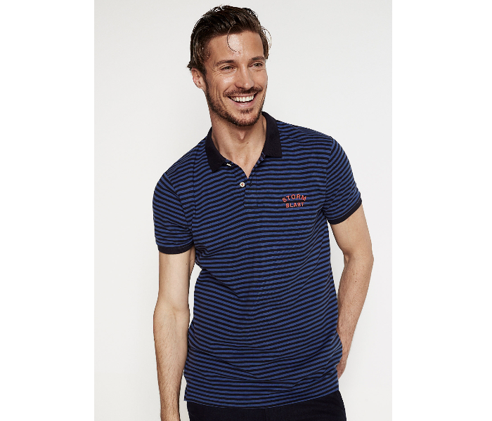 Springfield 143353910 XS Basic Slim Fit Polo Shirt for Men - Navy - Zoom Image 4