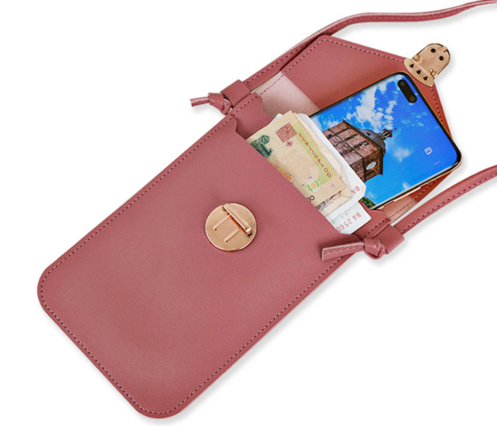 Leather Ladies Crossbody Sling Smartphone Bag - Pink - Zoom Image 3